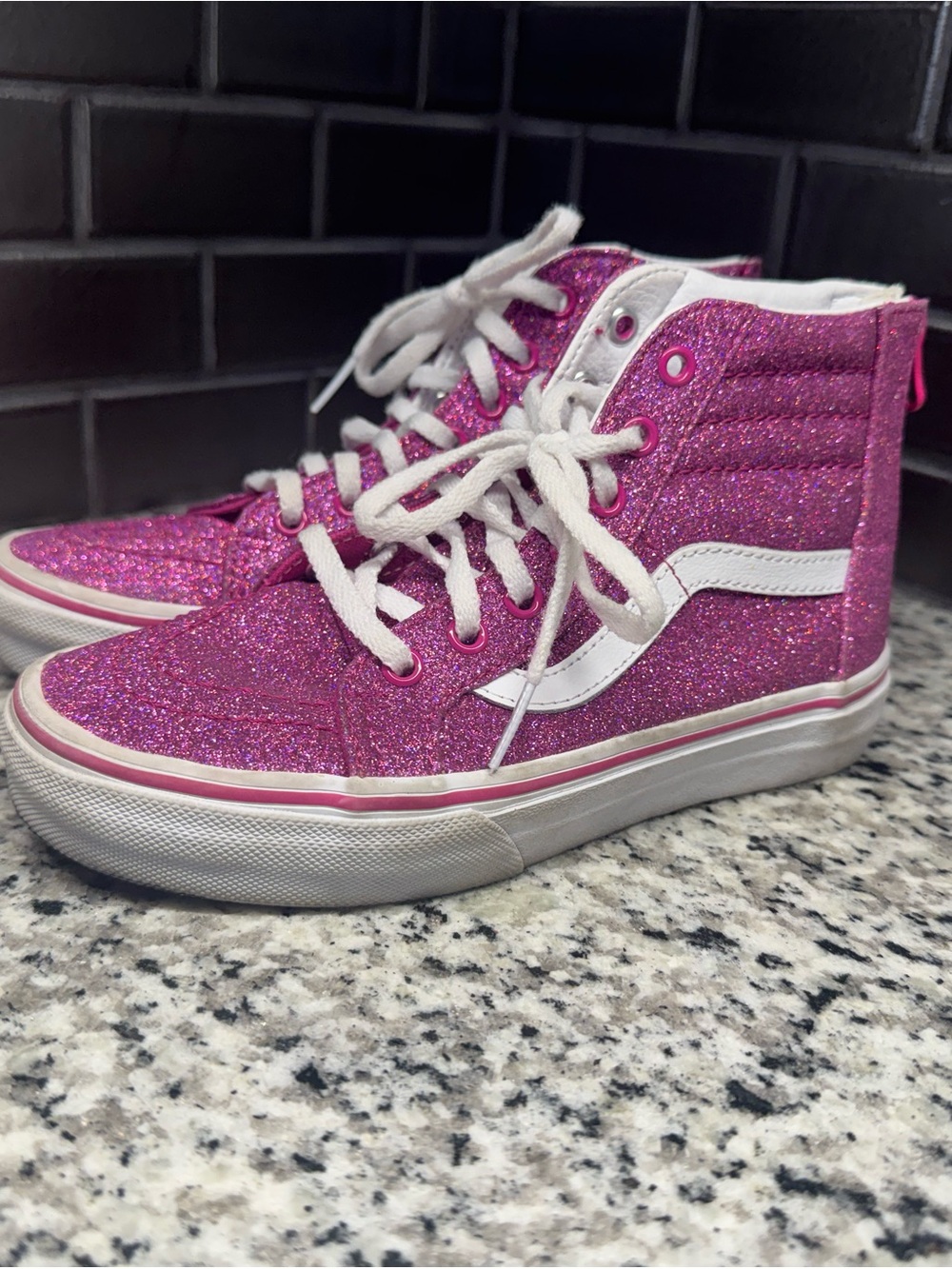 Vans Kids Pink Glitter Sk8-Hi Sneakers